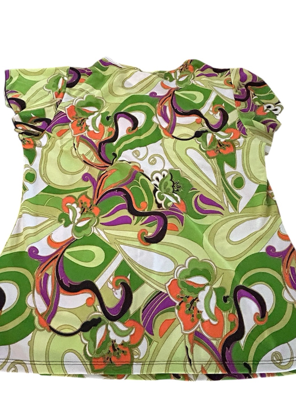 Luna Vintage Y2k Green Floral Keyhole Women's Top Hippy Flower Boho Sz L Nwt — image 4 of 8